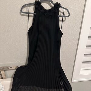 Nicole Miller Black Pleated Dress with Floral Details